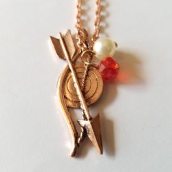 Hunger Games Bow Arrow Beads Chain Necklace 