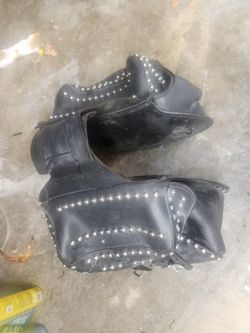 Motorcycle Saddle Bags Black Leather