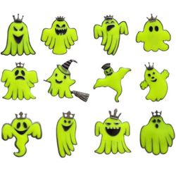 12PCS Halloween Alloy Fluorescent Ghost Shape Brooch Halloween Costumes Halloween Party Favors - Mixed Styles