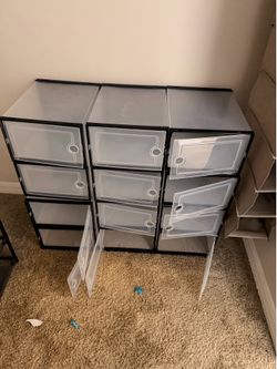 12 Pack Stackable Shoe Storage Boxes Clear Plastic Shoe Organizer for Closet Sneaker Boxes with Lids Under Bed Shoe Storage Containers For Entryway Cl
