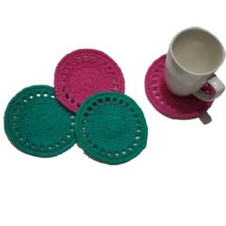 Handmade Coaster Set of 4-Crochet-Cotton 