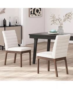 Oakland White Fabric Modern Dining Side Chair Set of 2