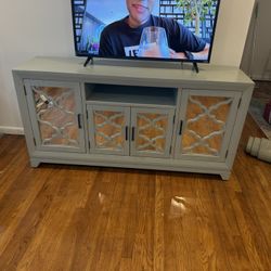 Nautical Blue Mirror Tv Stand Dresser With Storage 