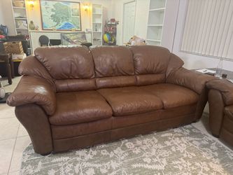4 piece Brown Leather living room furniture