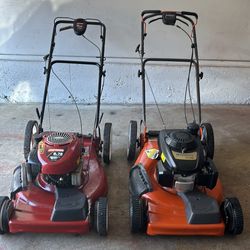 Husqvarna and Craftsman 22” self propelled lawn mowers, READ LOSTING
