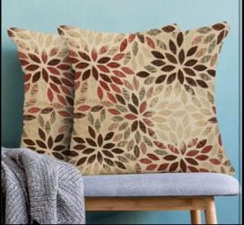 New: Rustic Geometric Dahlia Flower Decorative Throw Pillow Covers-2 pack