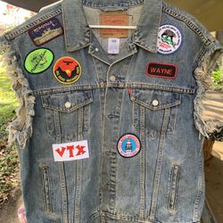 Blue Jeans Vest With Patches 