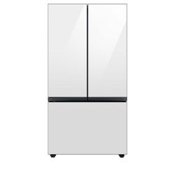 Bespoke 30 cu. ft. 3-Door French Door Smart Refrigerator with Beverage Center in White Glass, Standard Depth