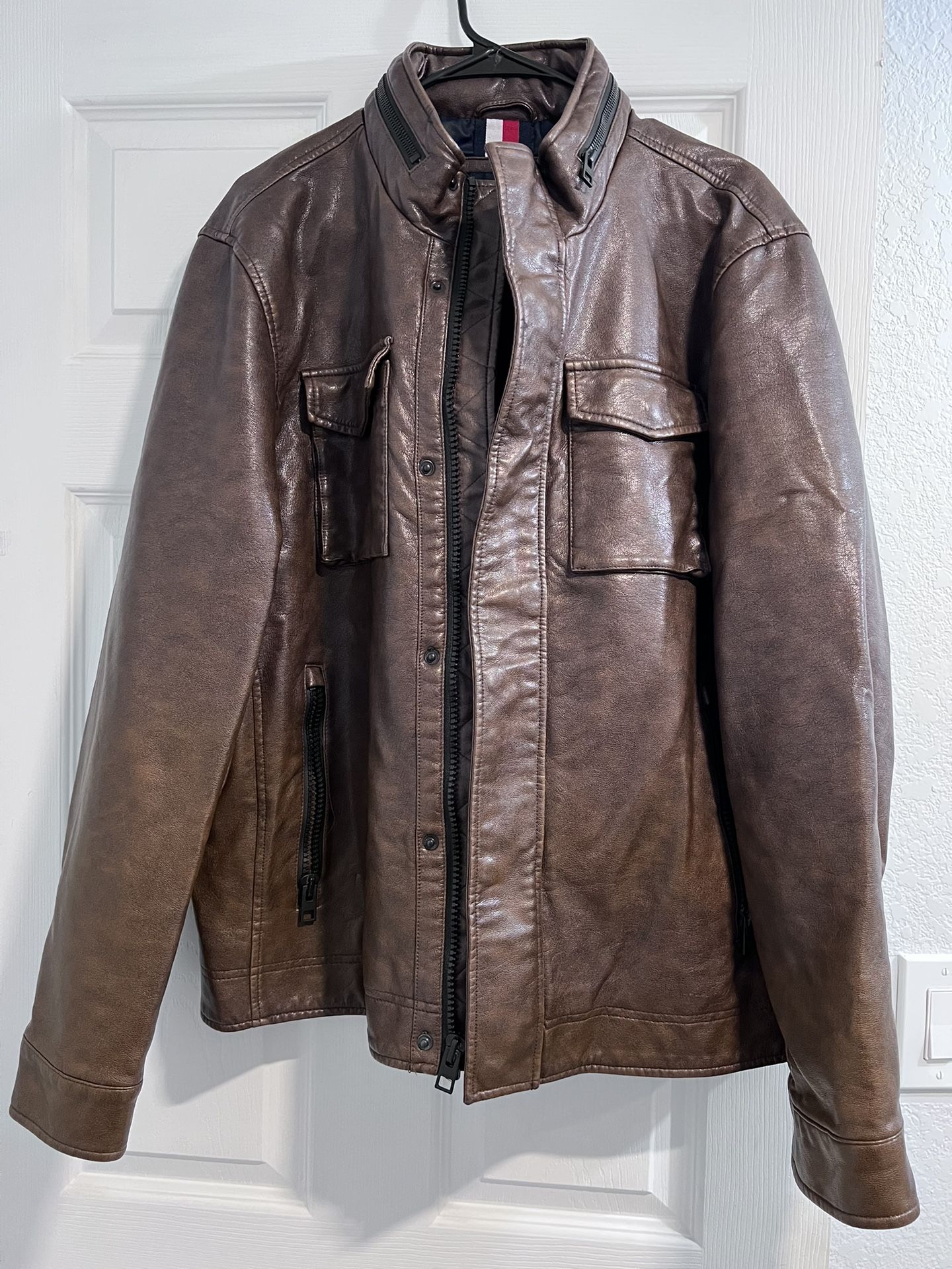 Tommy Hilfiger Brown Leather Bomber Jacket