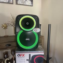 QFX 15” Bluetooth Rechargeable Party Speaker with Microphone , LED Party Lights  & Stand Included 🔊🎤🎶🔊🎶🎶  Brand new  