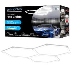 New-UltraBrite Hex Lights 16Pack 16.5 in./1.45ft Integrated LED Strip Light Fixture White Dimmable 16000LM 5000K Wall Remote