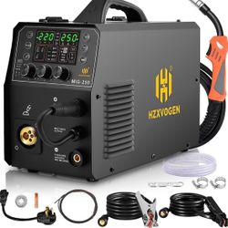HZXVOGEN Aluminum Welder, 200A MIG Welder 110V/220V, 5 IN 1 Gas/Flux core MIG/Pulse/Lift TIG/Stick Welding Machine Synergy Aluminum Welder Machine Wit