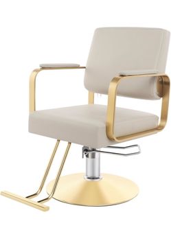 Hydraulic Salon Styling Chair Gold and Cream