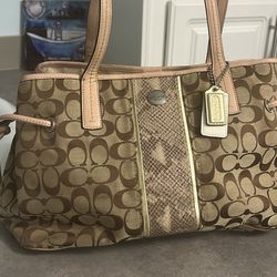Classic Coach Logo Should Bag With Python Strip In Preloved Condition