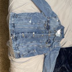 Medium Shirts, Long Sleves, And Jean Jacket.