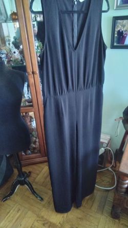 Black jumpsuit dress up pants top all in one for women size large