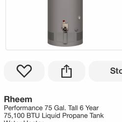 Rheem Performance 75 Gal. Tall 6 Year 75,100 BTU Liquid Propane Tank Water Heater (907)