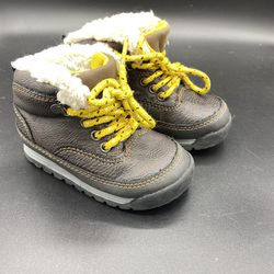 Carters 6 Toddler Hiker Boots Dark Brown Yellow Spike2 Pre Owned