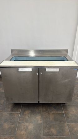 Prep table with refrigerator