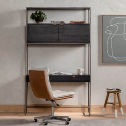 Four Hands Trey Modular Wall Desk – $2,749 Retail – Open Box – Black Ash - Delivery Available