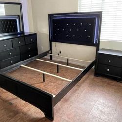 Micah Black LED Panel Bedroom Set
