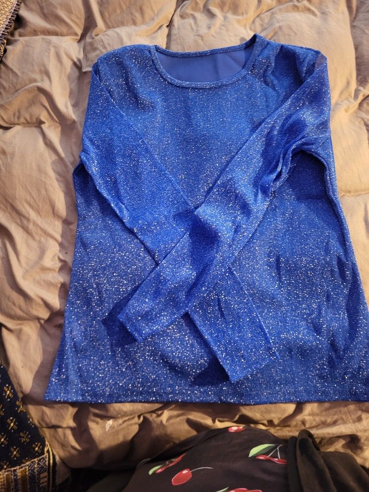 Ladies Size Large Shimmer See Thru Sleeves Shirts