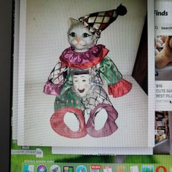 Vintage Heritage Mint Porcelain Cat Clown Doll