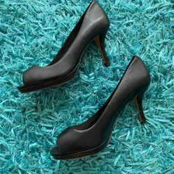 Vince Camuto Peep Toe Black Pumps Size 6.5M.  Perfect condition!