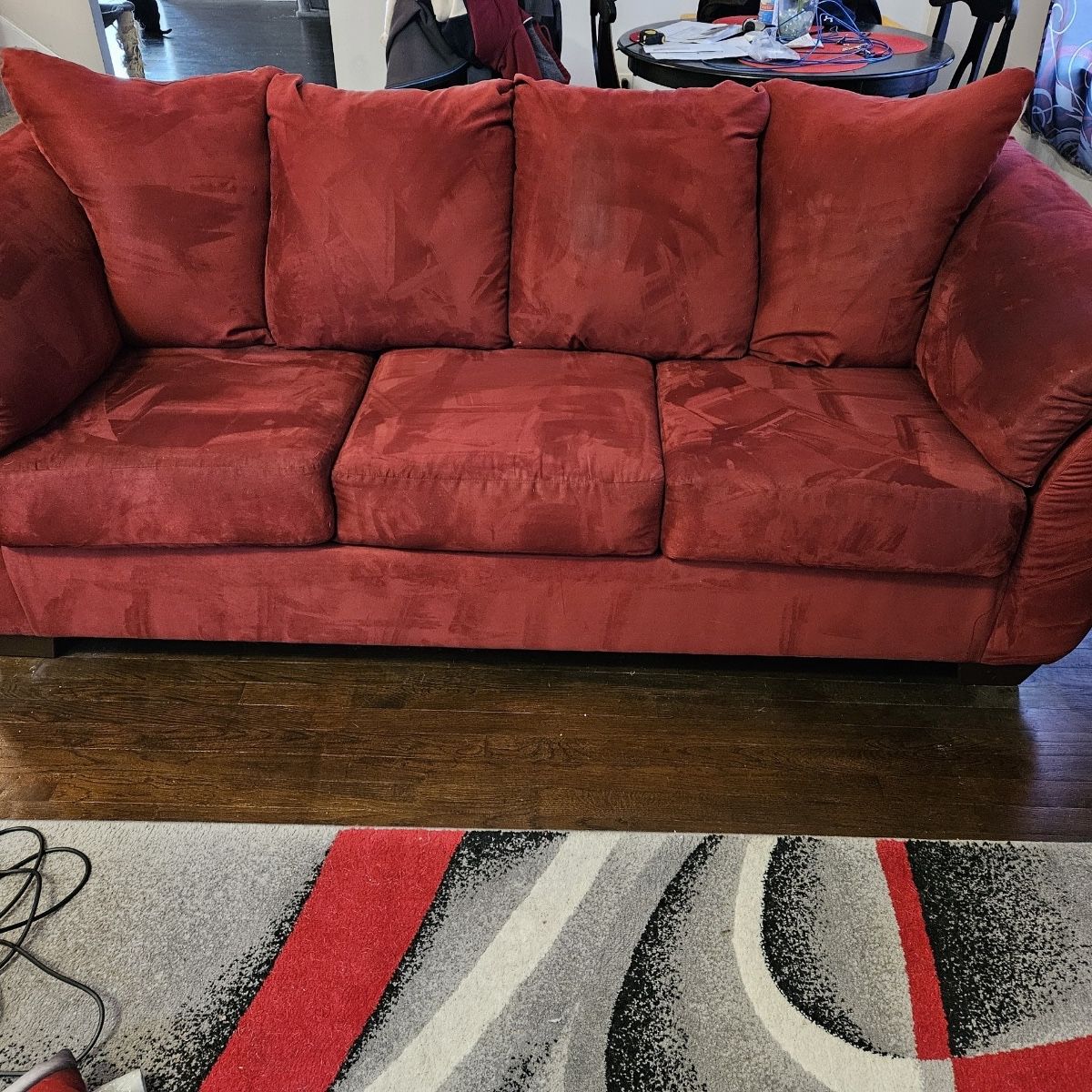 Red Microfiber Sofa And Loveseat