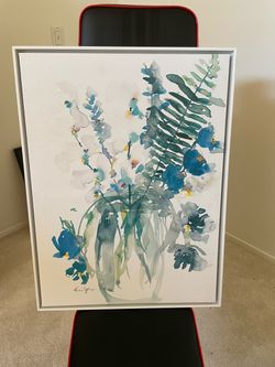 Watercolor flowers in a vase print painting