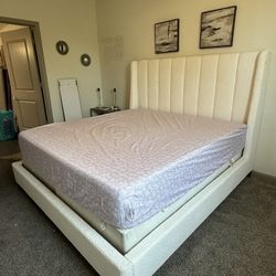 New Tall Creme Color Bed Frame- Mattress Not Included