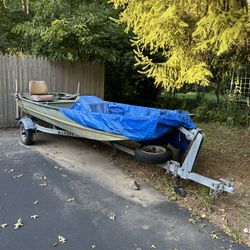 14.5 Fisher Jon Boat + Trailer + 2HP Engine 