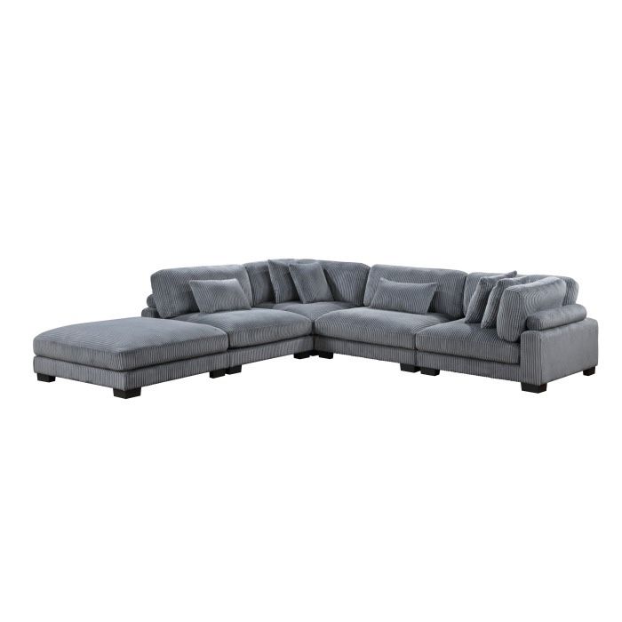 New Sectional Grey Corduroy 