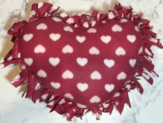 Valentine’s Day Fleece Heart Tied Fringe Pillow
