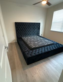 Queen Size Bed with Bluetooth Speakers