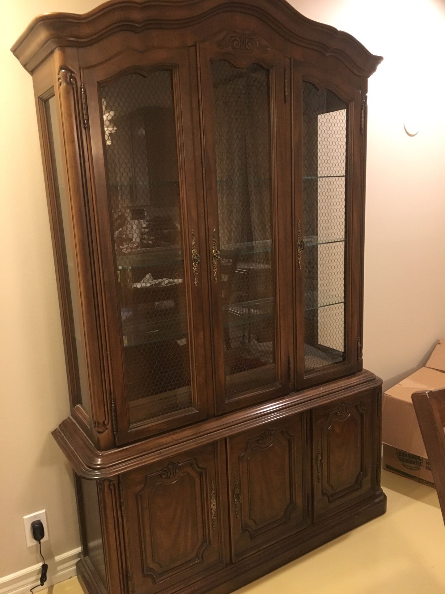 Antique Oak China Cabinet - Real Wood - Mint Condition