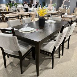DINING ROOM TABLE SET 7 PIECES ACACIA WOOD -NEW-