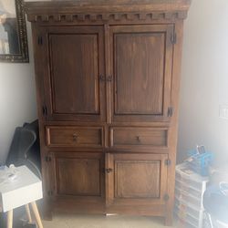 Large Antique Armoire Real Wood Lots Of Space Inside