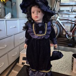Vintage 1980’s DanDee Collectors Genuine Fine Bisque Porcelain Doll 17”
