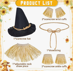 Scarecrow Costume Accessories, Straw Kit with Scarecrow Hat for Adult for Halloween