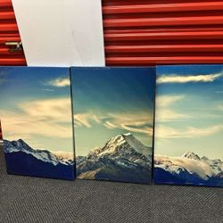 Pictures 3 Piece Canvas Wall Art Canvas Print Wall Art Set Retro Vintage Snowy New Zealand Mountains Nature for Living Room,Bedroom - 24"x36"x3 Panels