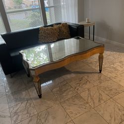 A Hollywood Regency Style Eglomise Mirrored  coffee table Z Gallery , Horchow Style