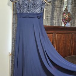 Dark Blue Lace/Embroidery Gown