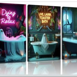 Dark And Moody Humor Bathroom Wall Canvas Art