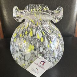 Alessandro Coppola Murano Italy Color Water Droplets 9 1/2" Open Flared Vase NWT