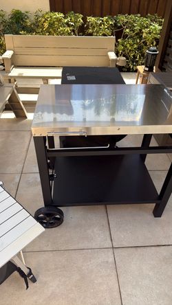 Movable Outdoor Kitchen Prep Cart Work Table