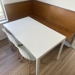 White Dining Table & 2 Chairs