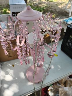 Pink Crystal Chandelier Table Lamp