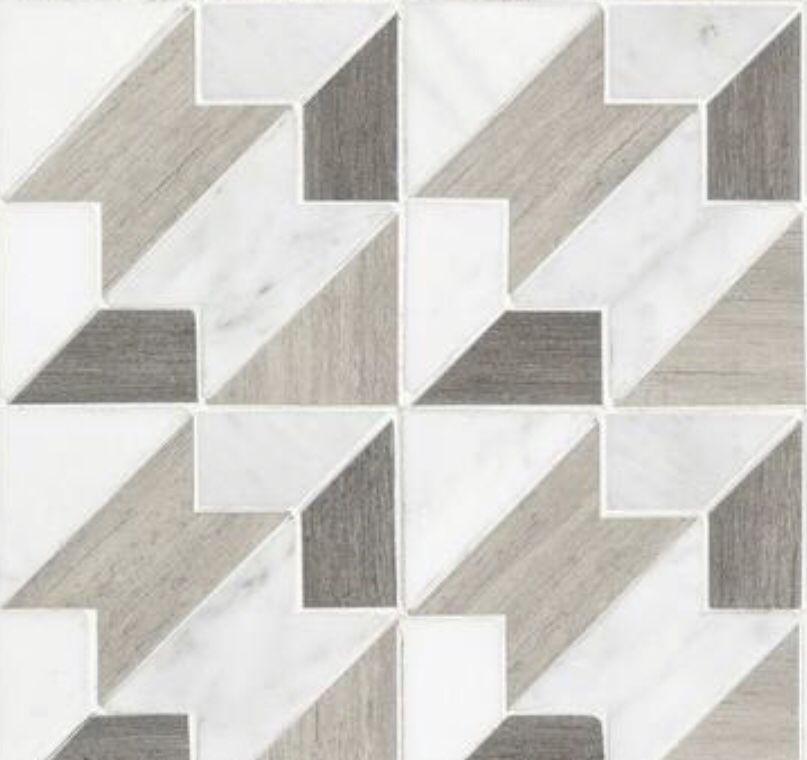 Viviano Marmo Houndstooth Carrara Blend Marble Mosaic