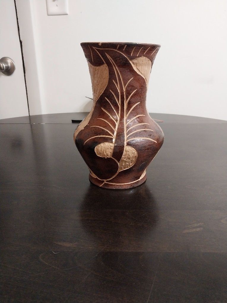 Jamaican Wassi Art Vase Signed Bye Homer Brown 
